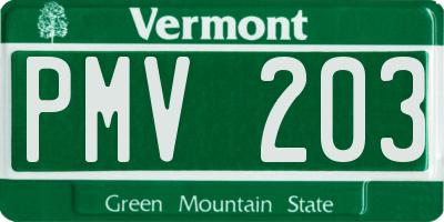 VT license plate PMV203