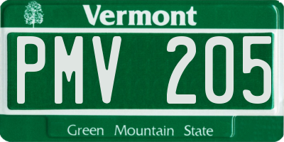 VT license plate PMV205