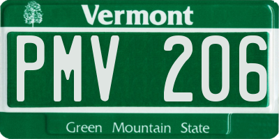 VT license plate PMV206
