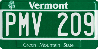 VT license plate PMV209