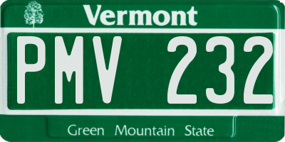 VT license plate PMV232