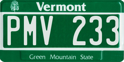 VT license plate PMV233