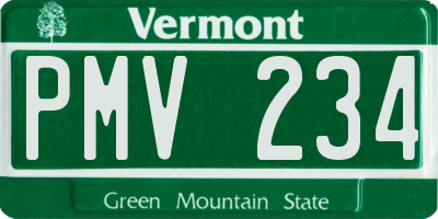 VT license plate PMV234
