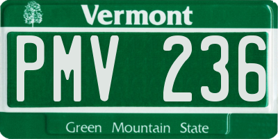 VT license plate PMV236