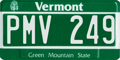 VT license plate PMV249