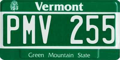 VT license plate PMV255