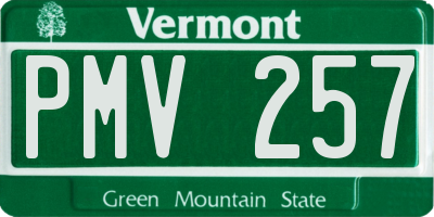 VT license plate PMV257
