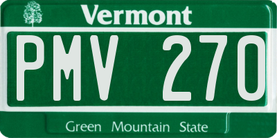 VT license plate PMV270