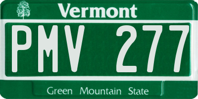 VT license plate PMV277