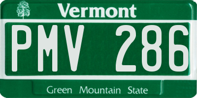 VT license plate PMV286