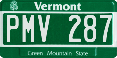 VT license plate PMV287