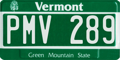 VT license plate PMV289