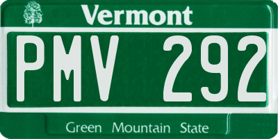 VT license plate PMV292