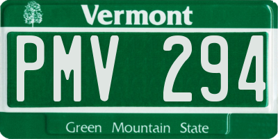VT license plate PMV294