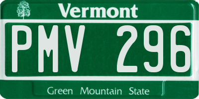 VT license plate PMV296