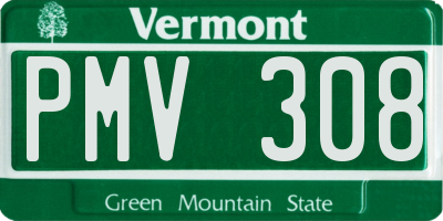 VT license plate PMV308