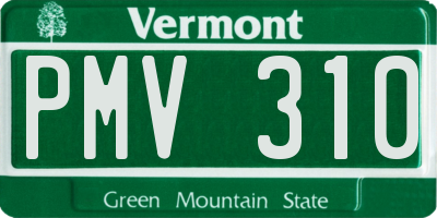 VT license plate PMV310
