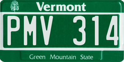 VT license plate PMV314
