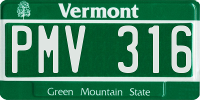 VT license plate PMV316