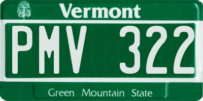 VT license plate PMV322