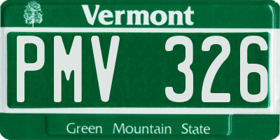 VT license plate PMV326