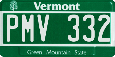 VT license plate PMV332