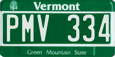 VT license plate PMV334