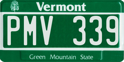 VT license plate PMV339