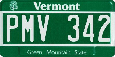 VT license plate PMV342