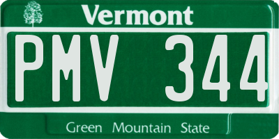 VT license plate PMV344
