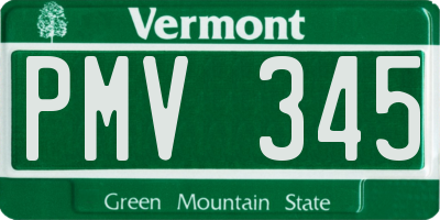 VT license plate PMV345