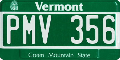 VT license plate PMV356