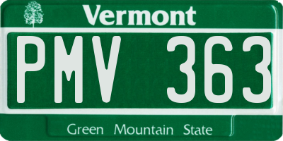 VT license plate PMV363