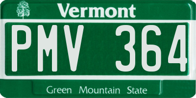 VT license plate PMV364
