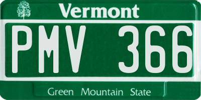 VT license plate PMV366