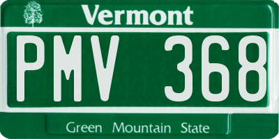 VT license plate PMV368