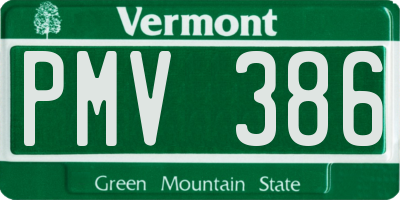VT license plate PMV386