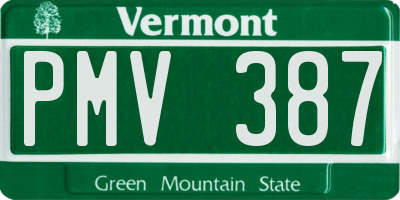 VT license plate PMV387
