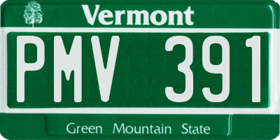 VT license plate PMV391