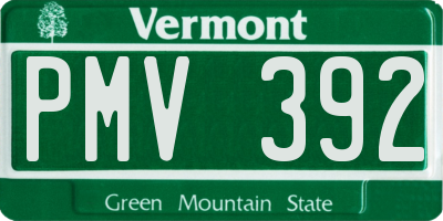 VT license plate PMV392