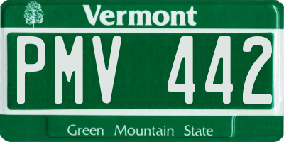 VT license plate PMV442
