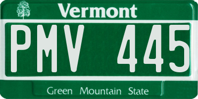 VT license plate PMV445