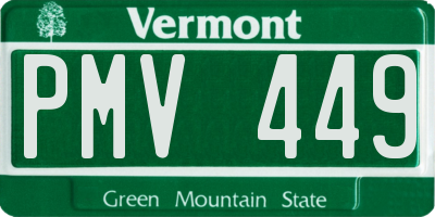 VT license plate PMV449