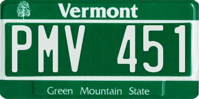 VT license plate PMV451