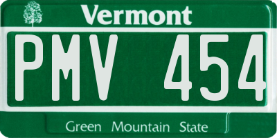 VT license plate PMV454