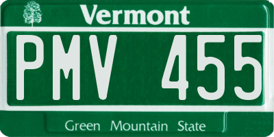 VT license plate PMV455