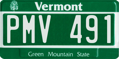 VT license plate PMV491