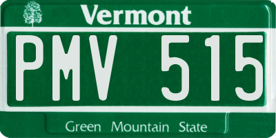 VT license plate PMV515