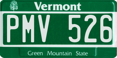 VT license plate PMV526