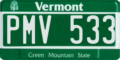 VT license plate PMV533
